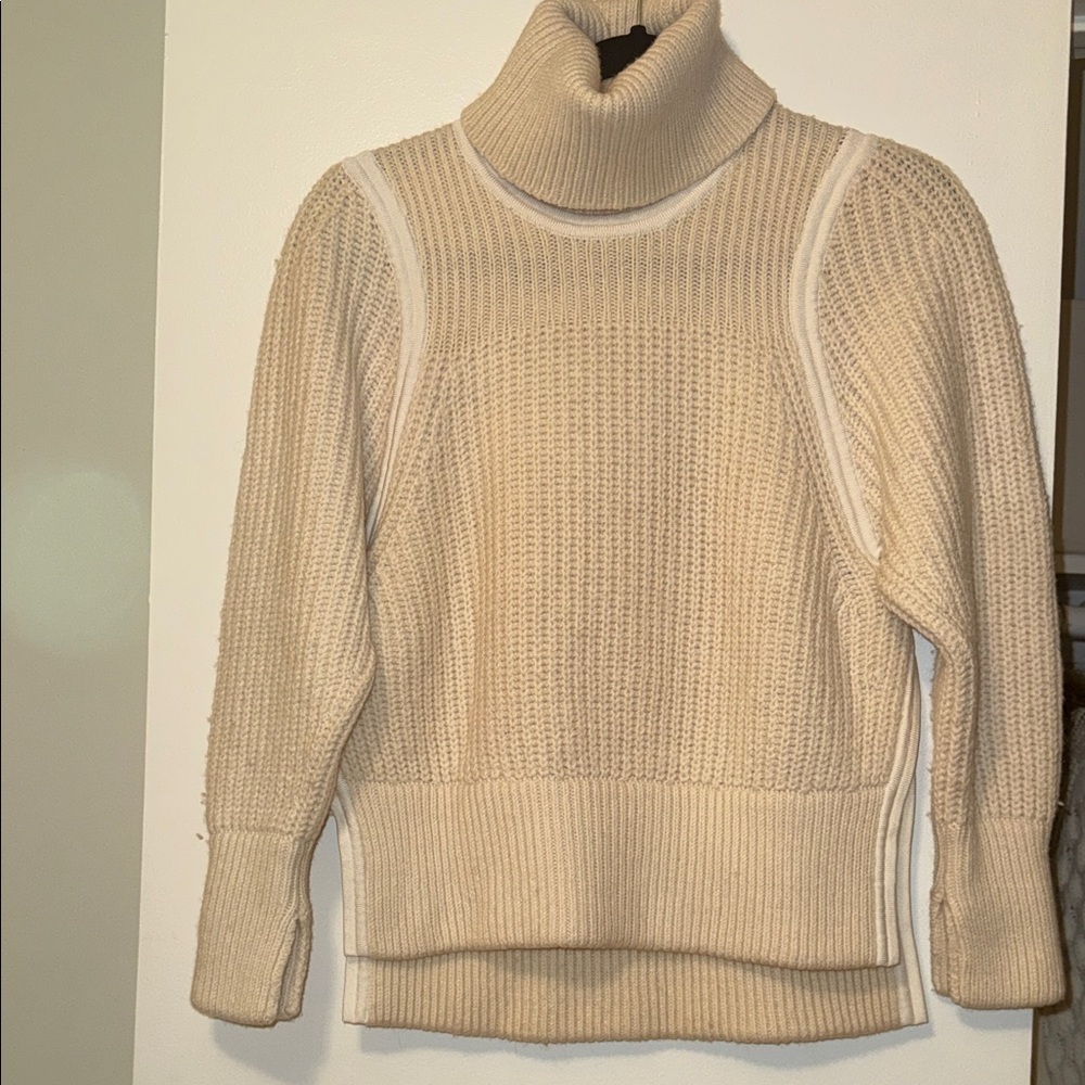 Helmut Lang Cream Knit Turtleneck Sweater